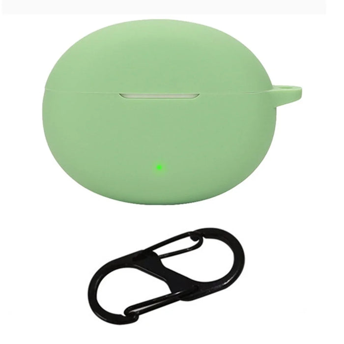 For OnePlus Buds Ace 2 Case with Anti Lost Buckle Bluetooth-compatible Earbuds Silicone Protective Cover - Matcha Green - 1