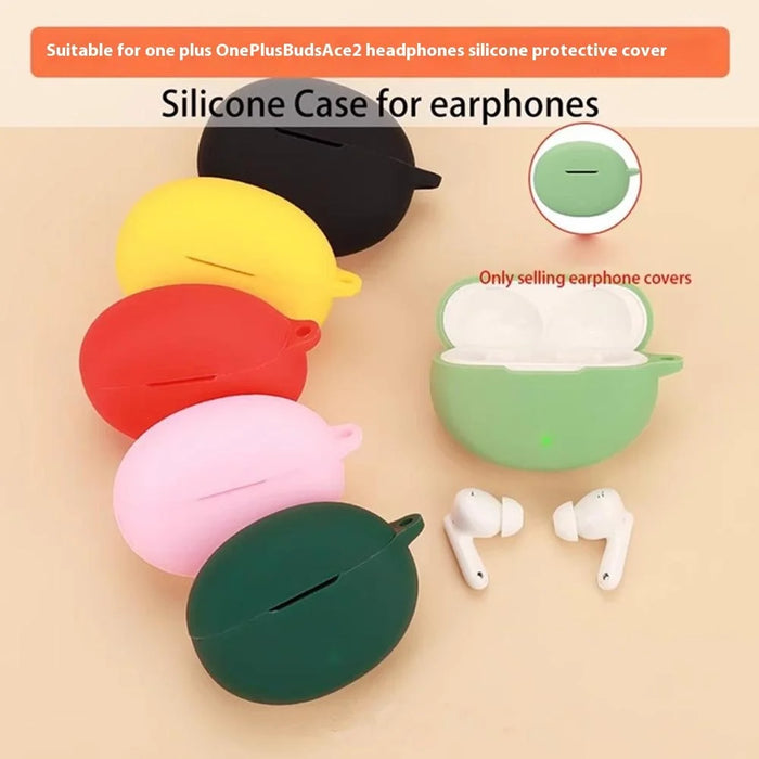 For OnePlus Buds Ace 2 Case with Anti Lost Buckle Bluetooth-compatible Earbuds Silicone Protective Cover - Matcha Green - 5
