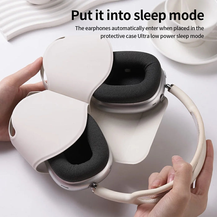 For AirPods Max 2 / Max Case with Sleep Mode PU Leather Headphone Cover - White - 3