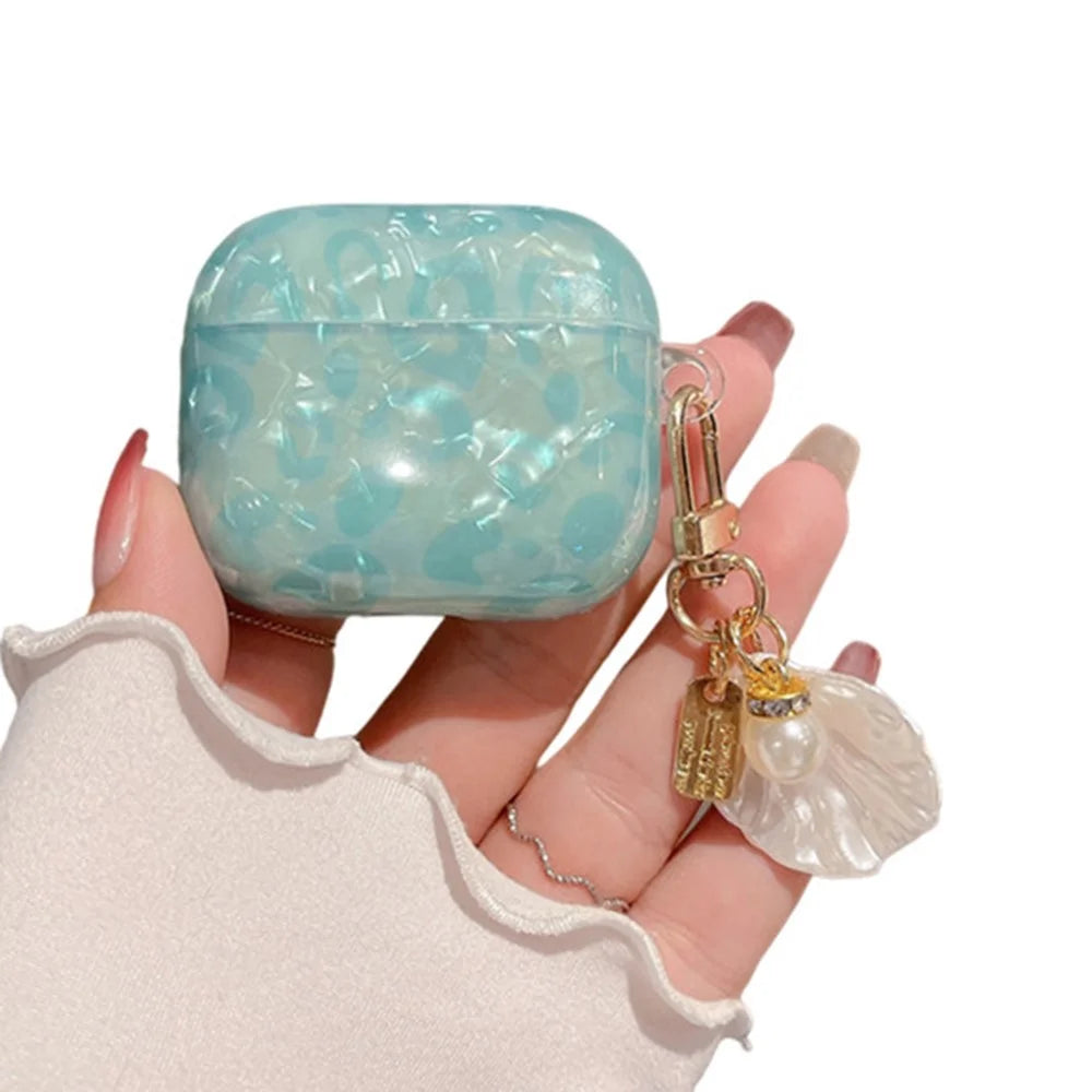 For Airpods 4 Case Shell Texture TPU Bluetooth-compatible Earphone Protective Cover with Pendant Accessory - 1