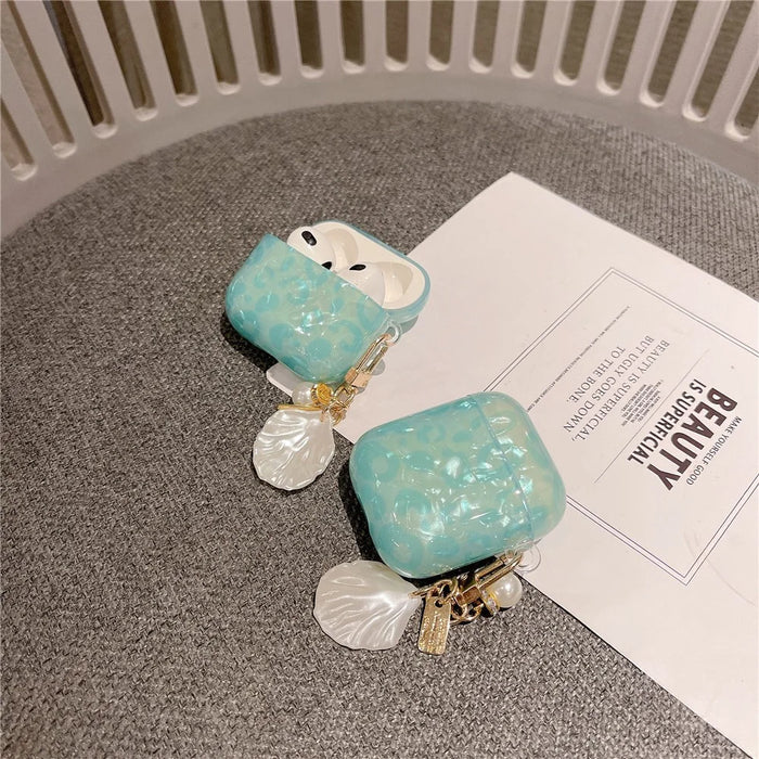 For Airpods 4 Case Shell Texture TPU Bluetooth-compatible Earphone Protective Cover with Pendant Accessory - 4
