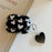 For AirPods 4 Earphone Case Shell Pattern Heart TPU Cover with Heart Pendant - Black - 3