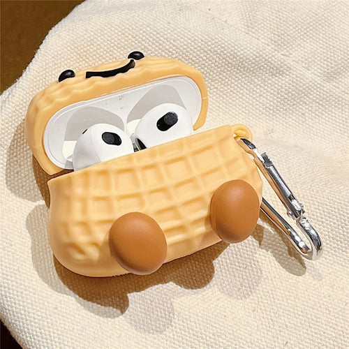 For Apple AirPods 3 Silicone Case Peanut Shaped Earphone Protective Cover with Buckle - 1