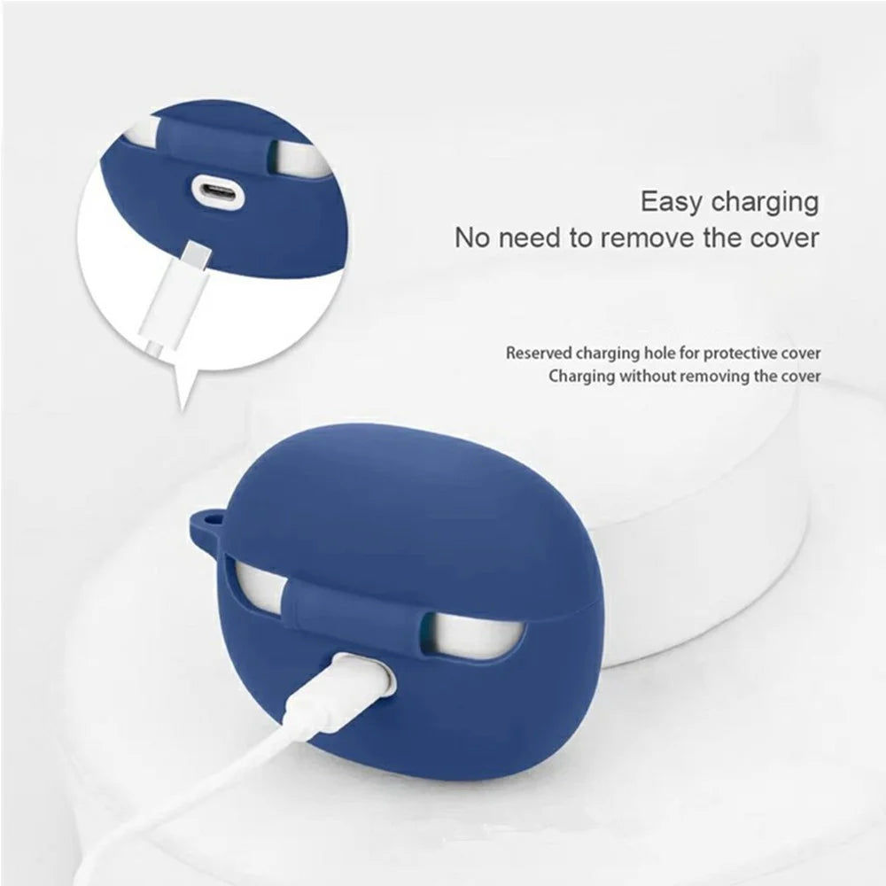 For Edifier R1 Silicone Case Cover with Anti Lost Buckle Clip-On Bluetooth-compatible Earphones Protective Sleeve - Dark Blue - 3
