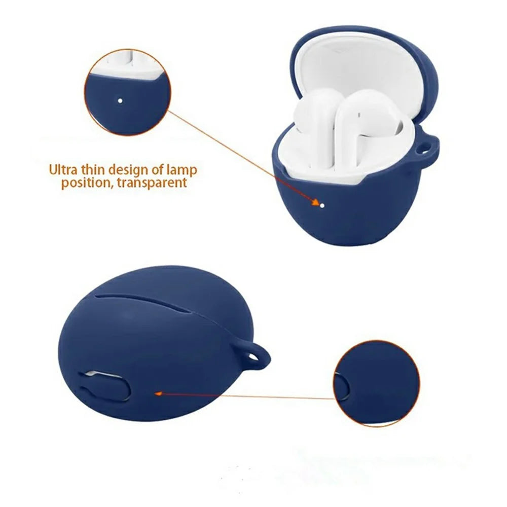 For Honor Tiinlab S7 Bluetooth-compatible Earbuds Case with Anti Lost Buckle Silicone Protective Cover - Dark Blue - 3