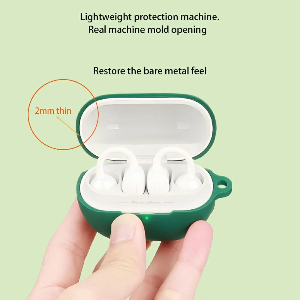 For SoundPEATS UU Ear Clip Bluetooth-compatible Earphones Case with Anti Lost Buckle Silicone Protective Cover - Blackish Green - 3