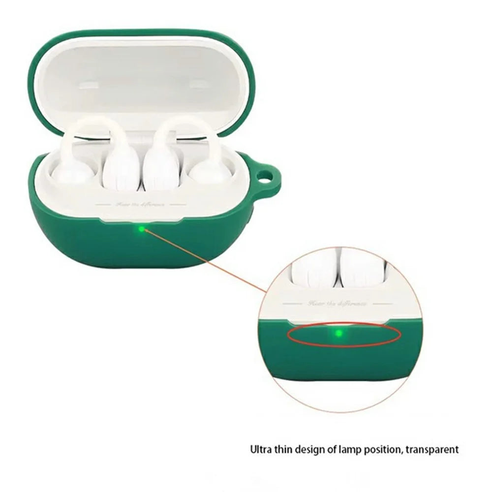 For SoundPEATS UU Ear Clip Bluetooth-compatible Earphones Case with Anti Lost Buckle Silicone Protective Cover - Blackish Green - 6