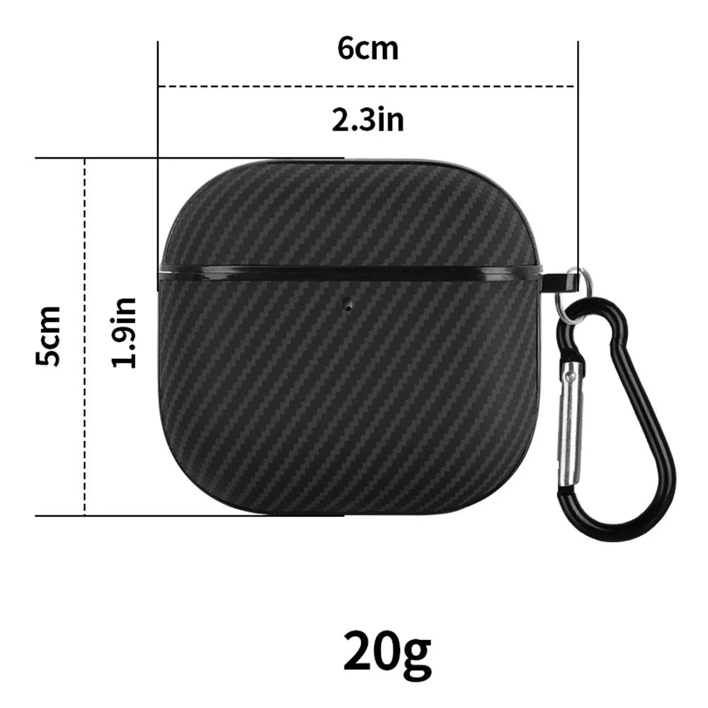 For AirPods 4 Case Carbon Fiber Texture TPU PU Earbuds Protective Cover with Hook - Black - 6