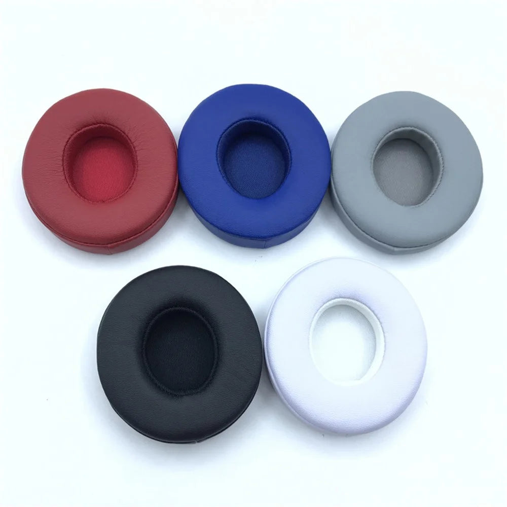 1 Pair For Beats Solo3 / Solo2 Bluetooth-compatible Headphone Earpads PU Leather Earmuff Cushions - Black - 3