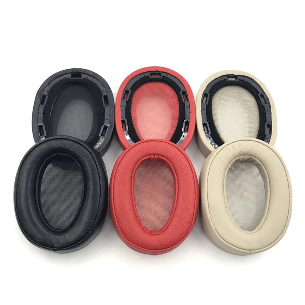 1 Pair For Sony MDR-100ABN / WH-H900N Headphone Earpads Protein Leather Earmuff Cushions - Black - 3