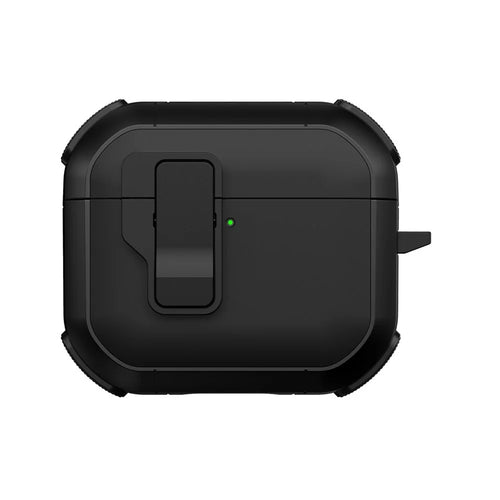 For Apple AirPods 3 Case with Switch Button TPU + PC Compatible with MagSafe Earphone Cover with Hook - Black - 1