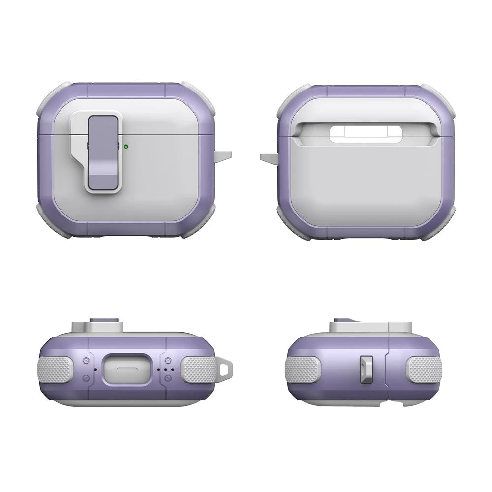 For Apple AirPods 3 Case with Switch Button TPU + PC Compatible with MagSafe Earphone Cover with Hook - Black - 7