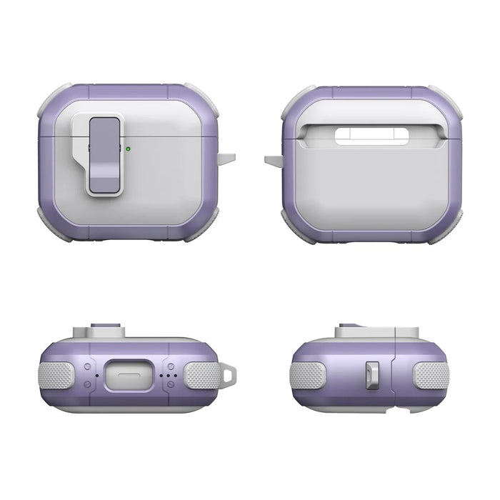 For AirPods 4 Case with Switch Button TPU + PC Compatible with MagSafe Earphone Cover with Hook - White  /  Light Purple - 7