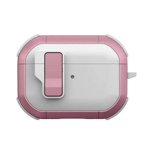For Apple AirPods Pro Case with Switch Button TPU + PC Compatible with MagSafe Earphone Cover with Hook - White  /  Pink - 1