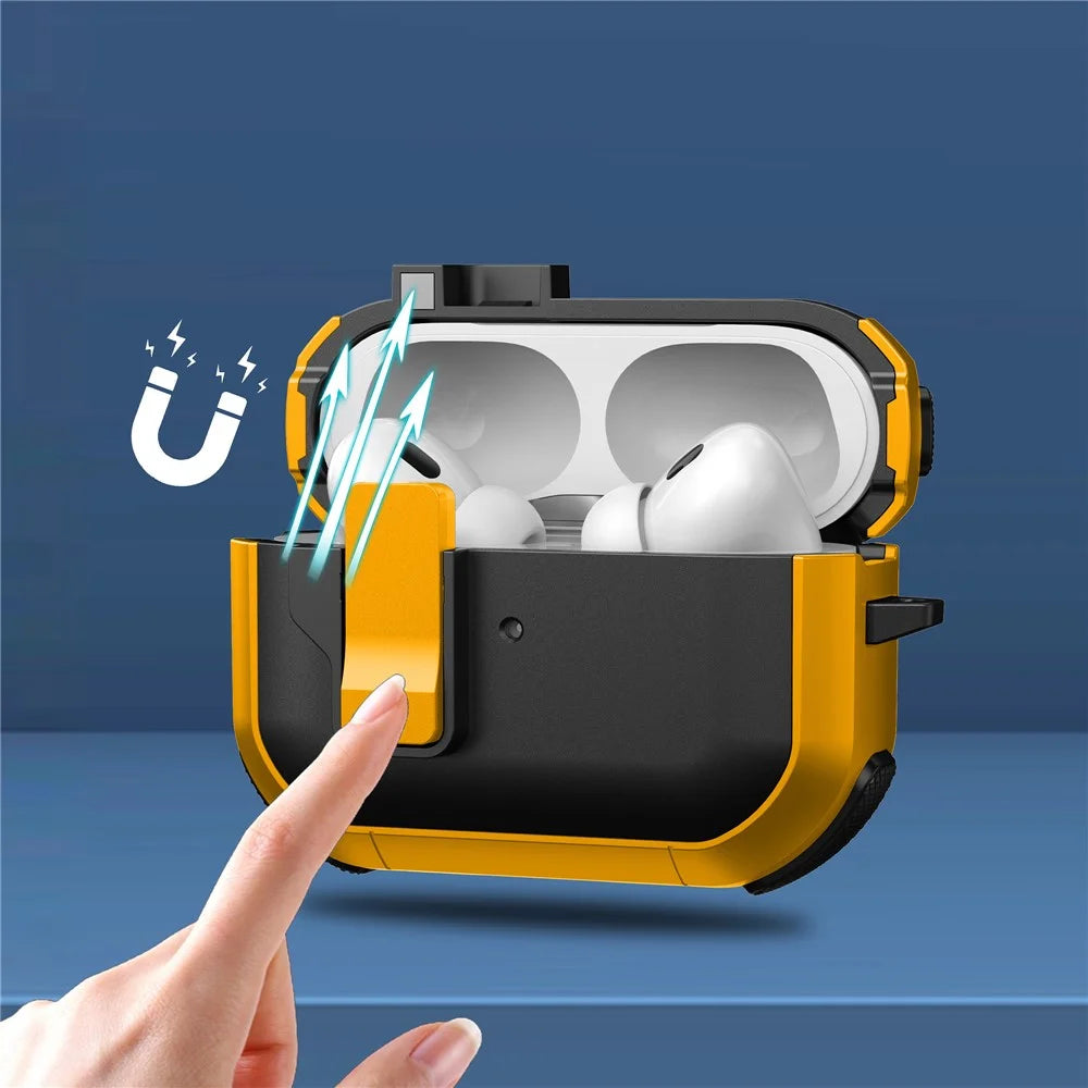 For Apple AirPods Pro Case with Switch Button TPU + PC Compatible with MagSafe Earphone Cover with Hook - White  /  Pink - 2