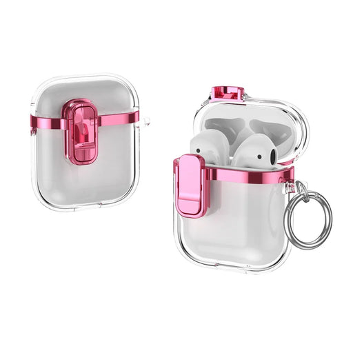 For Apple AirPods with Charging Case (2016)  /  (2019)  /  AirPods with Wireless Charging Case (2019) Clear Electroplated Earphone Cover - Pink - 1