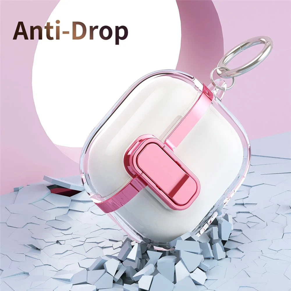 For Apple AirPods with Charging Case (2016)  /  (2019)  /  AirPods with Wireless Charging Case (2019) Clear Electroplated Earphone Cover - Pink - 3