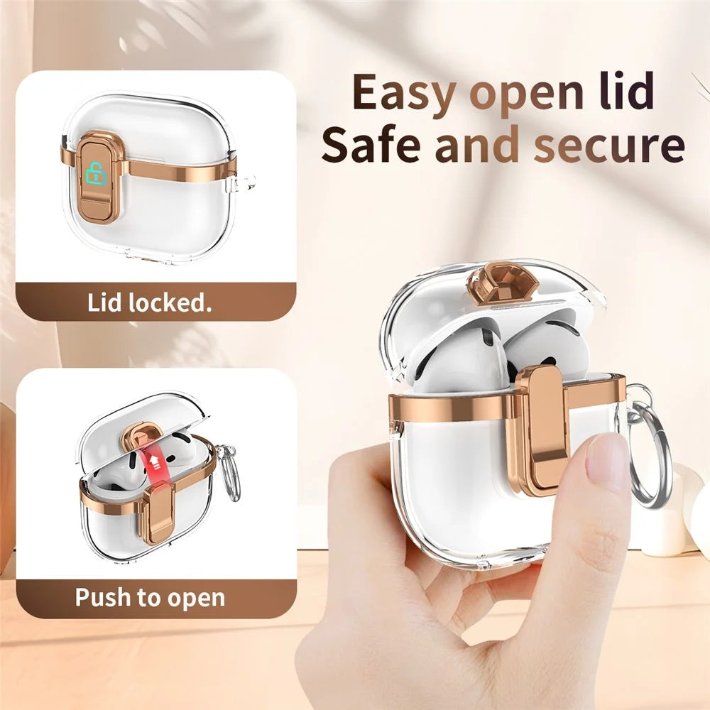 For Apple AirPods with Charging Case (2016)  /  (2019)  /  AirPods with Wireless Charging Case (2019) Clear Electroplated Earphone Cover - Pink - 5