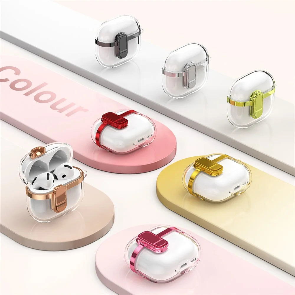 For Apple AirPods with Charging Case (2016)  /  (2019)  /  AirPods with Wireless Charging Case (2019) Clear Electroplated Earphone Cover - Pink - 7