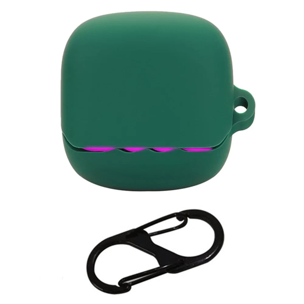 For JBL Quantum Beam TWS Bluetooth-compatible Earphones Case with Anti Lost Buckle Silicone Protective Cover - Blackish Green - 1