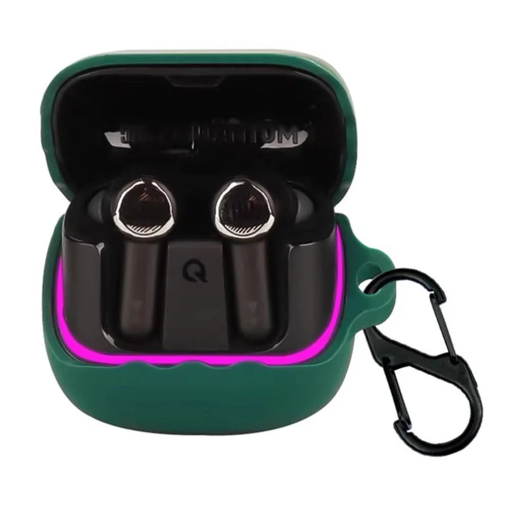 For JBL Quantum Beam TWS Bluetooth-compatible Earphones Case with Anti Lost Buckle Silicone Protective Cover - Blackish Green - 2