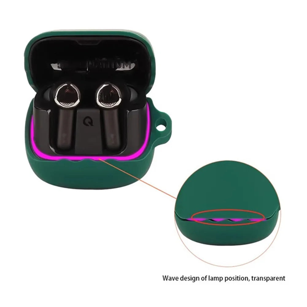 For JBL Quantum Beam TWS Bluetooth-compatible Earphones Case with Anti Lost Buckle Silicone Protective Cover - Blackish Green - 4