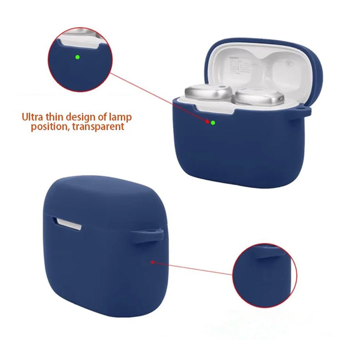 For Edifier Neodots Silicone Case Cover with Anti Lost Buckle Bluetooth-compatible Earphones Protective Sleeve - Dark Blue - 3