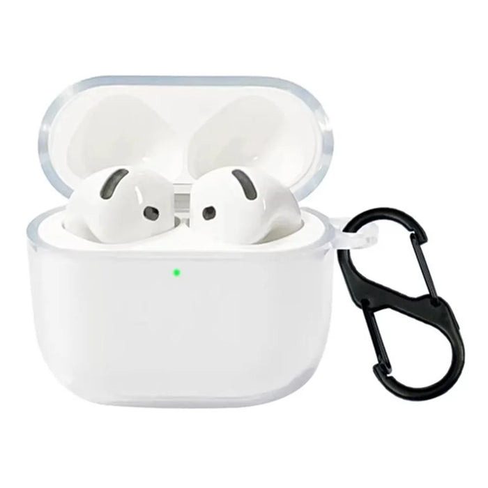 For AirPods 4 Bluetooth-compatible Earbud Case Transparent TPU Cover with Anti-Lost Buckle - 1