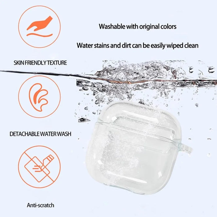 For AirPods 4 Bluetooth-compatible Earbud Case Transparent TPU Cover with Anti-Lost Buckle - 2