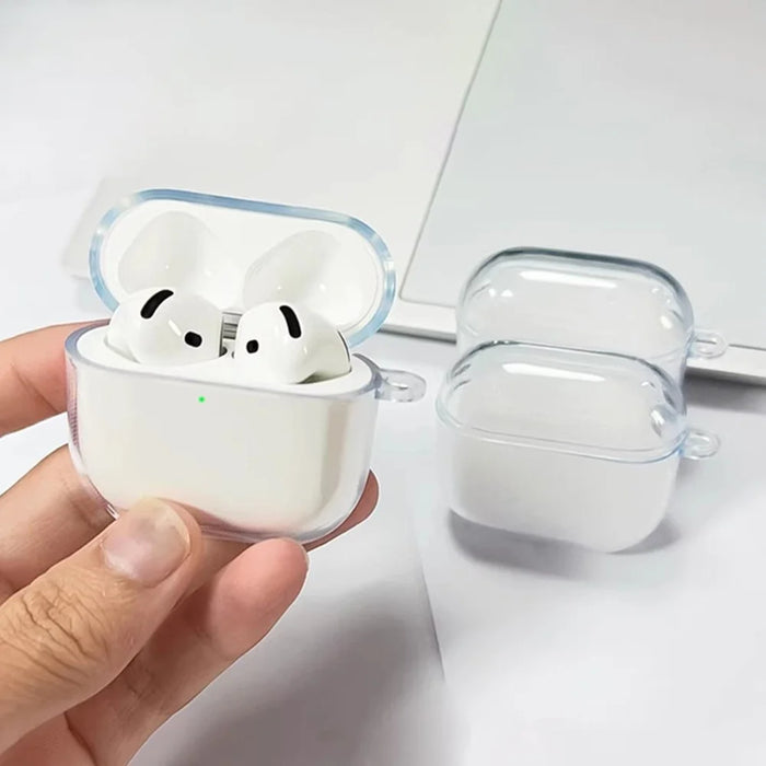 For AirPods 4 Bluetooth-compatible Earbud Case Transparent TPU Cover with Anti-Lost Buckle - 4