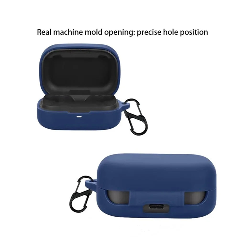 For Bang & Olufsen Beoplay Eleven Bluetooth-compatible Earphones Case with Anti Lost Buckle Silicone Protective Cover - Dark Blue - 4