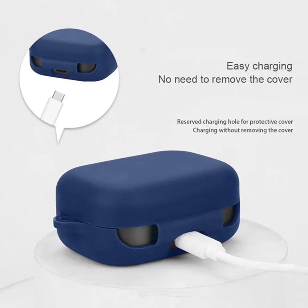 For Bang & Olufsen Beoplay Eleven Bluetooth-compatible Earphones Case with Anti Lost Buckle Silicone Protective Cover - Dark Blue - 6