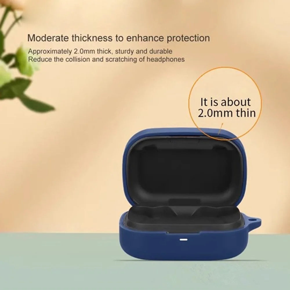 For Bang & Olufsen Beoplay Eleven Bluetooth-compatible Earphones Case with Anti Lost Buckle Silicone Protective Cover - Dark Blue - 7