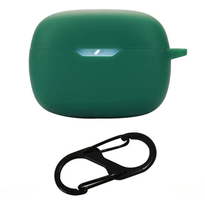 For JBL Wave Beam 2 Bluetooth-compatible Earphones Case with Anti Lost Buckle Silicone Protective Cover - Blackish Green - 1