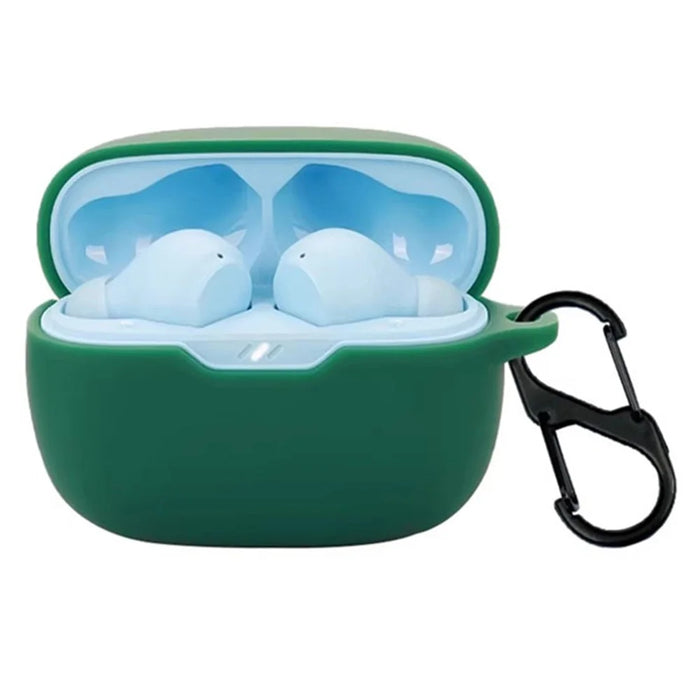 For JBL Wave Beam 2 Bluetooth-compatible Earphones Case with Anti Lost Buckle Silicone Protective Cover - Blackish Green - 2