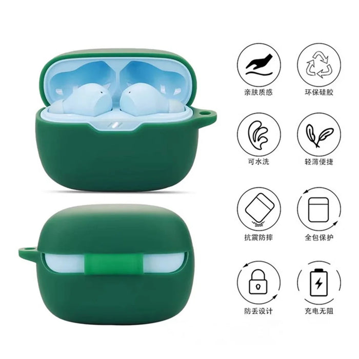 For JBL Wave Beam 2 Bluetooth-compatible Earphones Case with Anti Lost Buckle Silicone Protective Cover - Blackish Green - 3