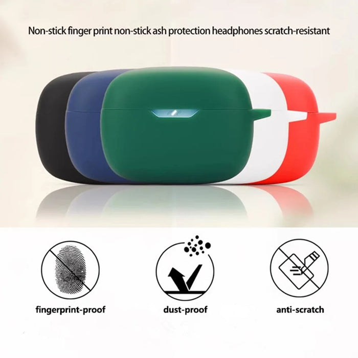 For JBL Wave Beam 2 Bluetooth-compatible Earphones Case with Anti Lost Buckle Silicone Protective Cover - Blackish Green - 6