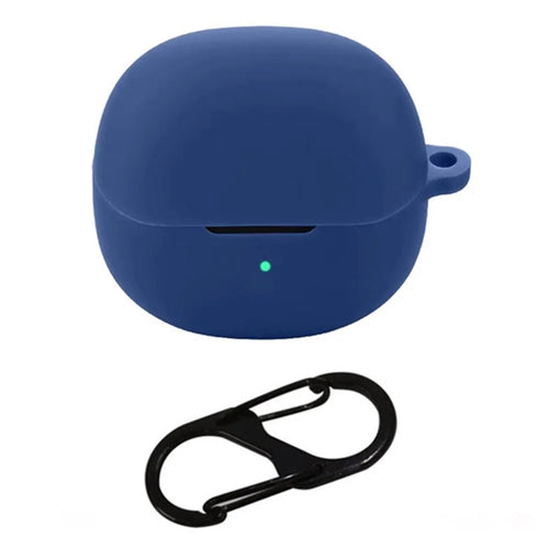 For QCY Melobuds Pro Bluetooth-compatible Earphones Case with Anti Lost Buckle Silicone Protective Cover - Dark Blue - 1