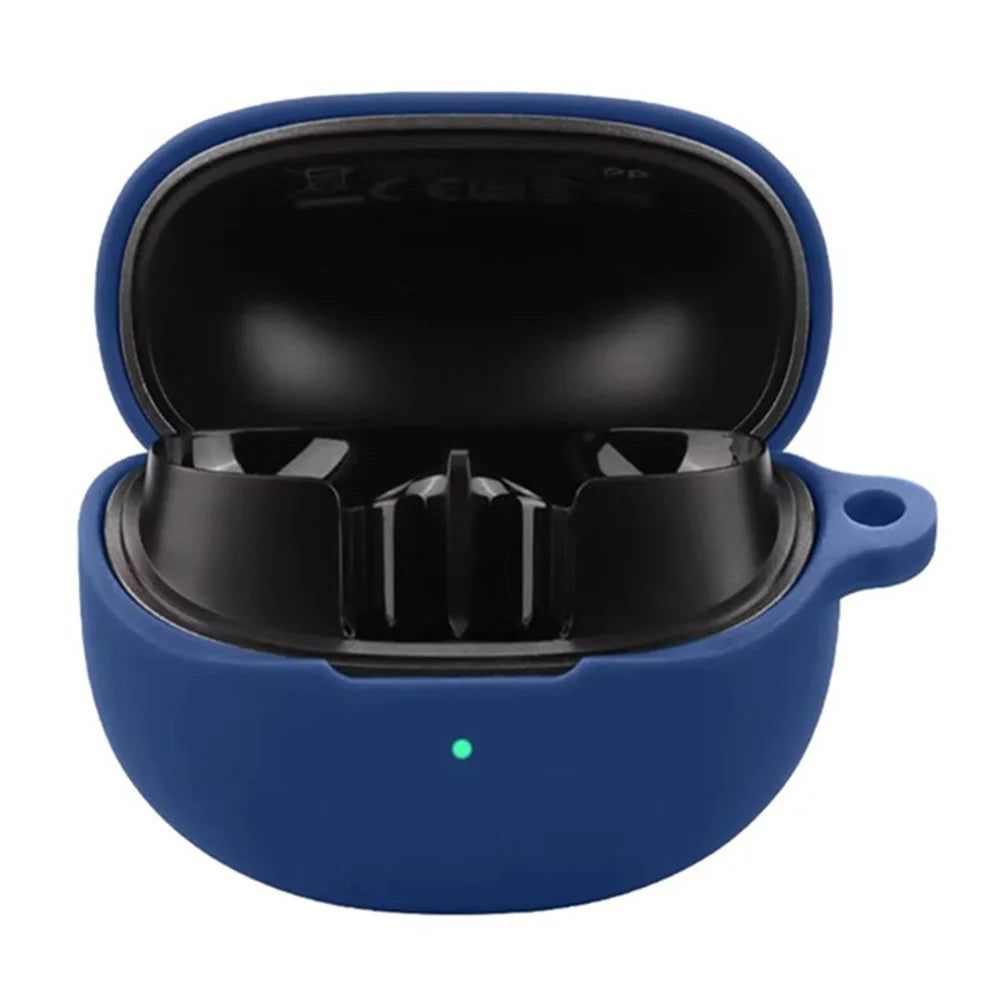 For QCY Melobuds Pro Bluetooth-compatible Earphones Case with Anti Lost Buckle Silicone Protective Cover - Dark Blue - 2