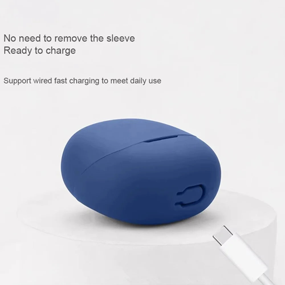 For QCY Melobuds Pro Bluetooth-compatible Earphones Case with Anti Lost Buckle Silicone Protective Cover - Dark Blue - 4