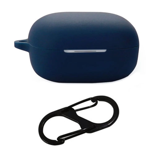 For QCY MeloBuds ANC HT05 Bluetooth-compatible Earphones Case with Anti Lost Buckle Silicone Protective Cover - Dark Blue - 1