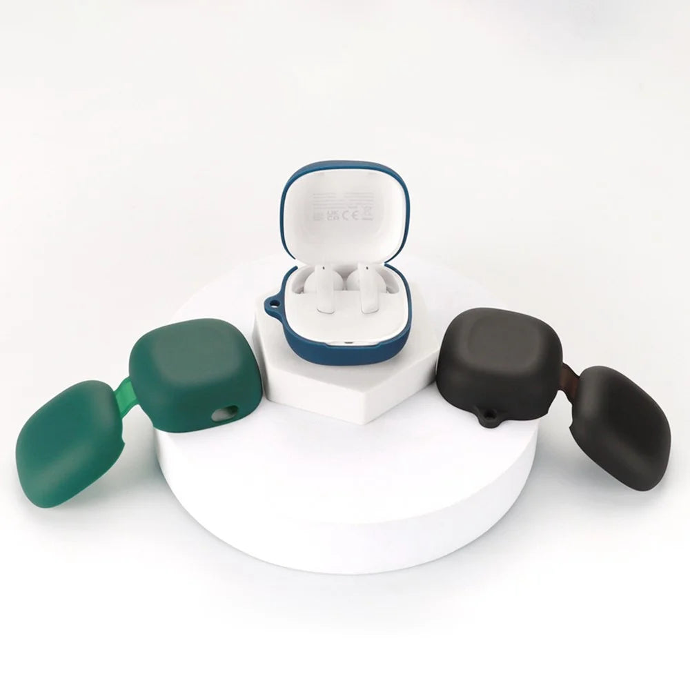 For QCY MeloBuds ANC HT05 Bluetooth-compatible Earphones Case with Anti Lost Buckle Silicone Protective Cover - Dark Blue - 6