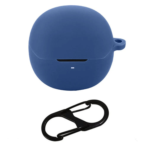 For QCY AilyBuds Pro+ Bluetooth-compatible Earphones Case with Anti Lost Buckle Silicone Protective Cover - Dark Blue - 1