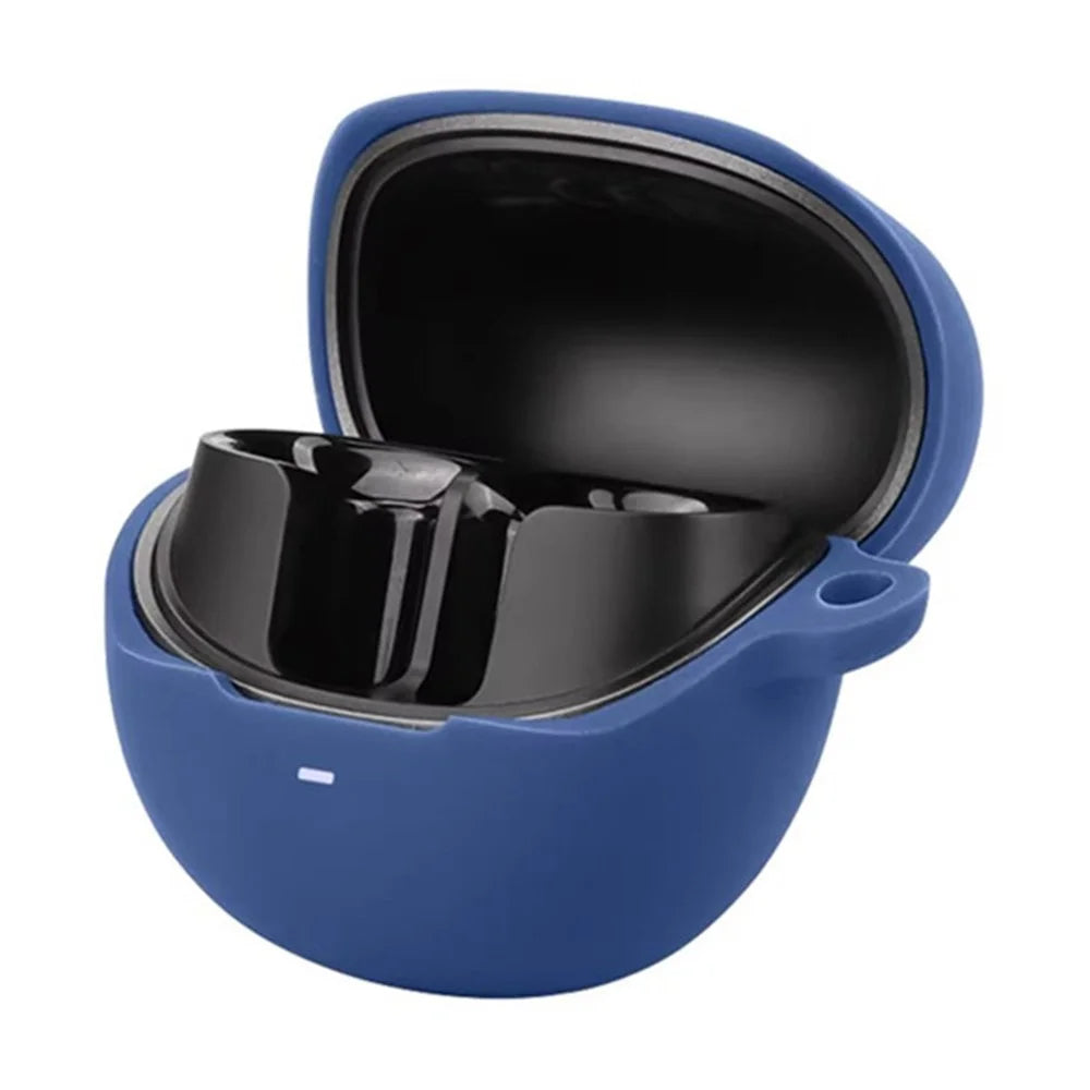 For QCY AilyBuds Pro+ Bluetooth-compatible Earphones Case with Anti Lost Buckle Silicone Protective Cover - Dark Blue - 2