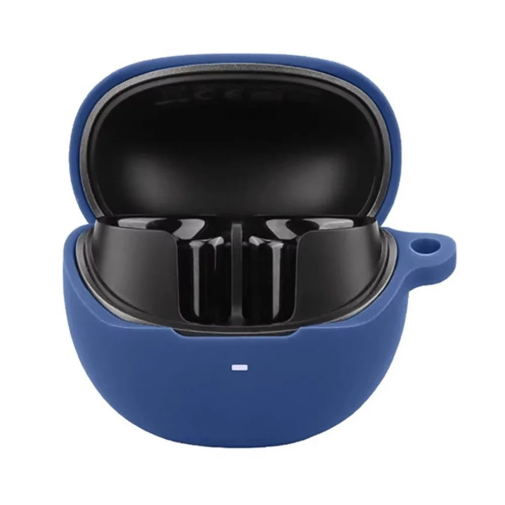 For QCY AilyBuds Pro+ Bluetooth-compatible Earphones Case with Anti Lost Buckle Silicone Protective Cover - Dark Blue - 3