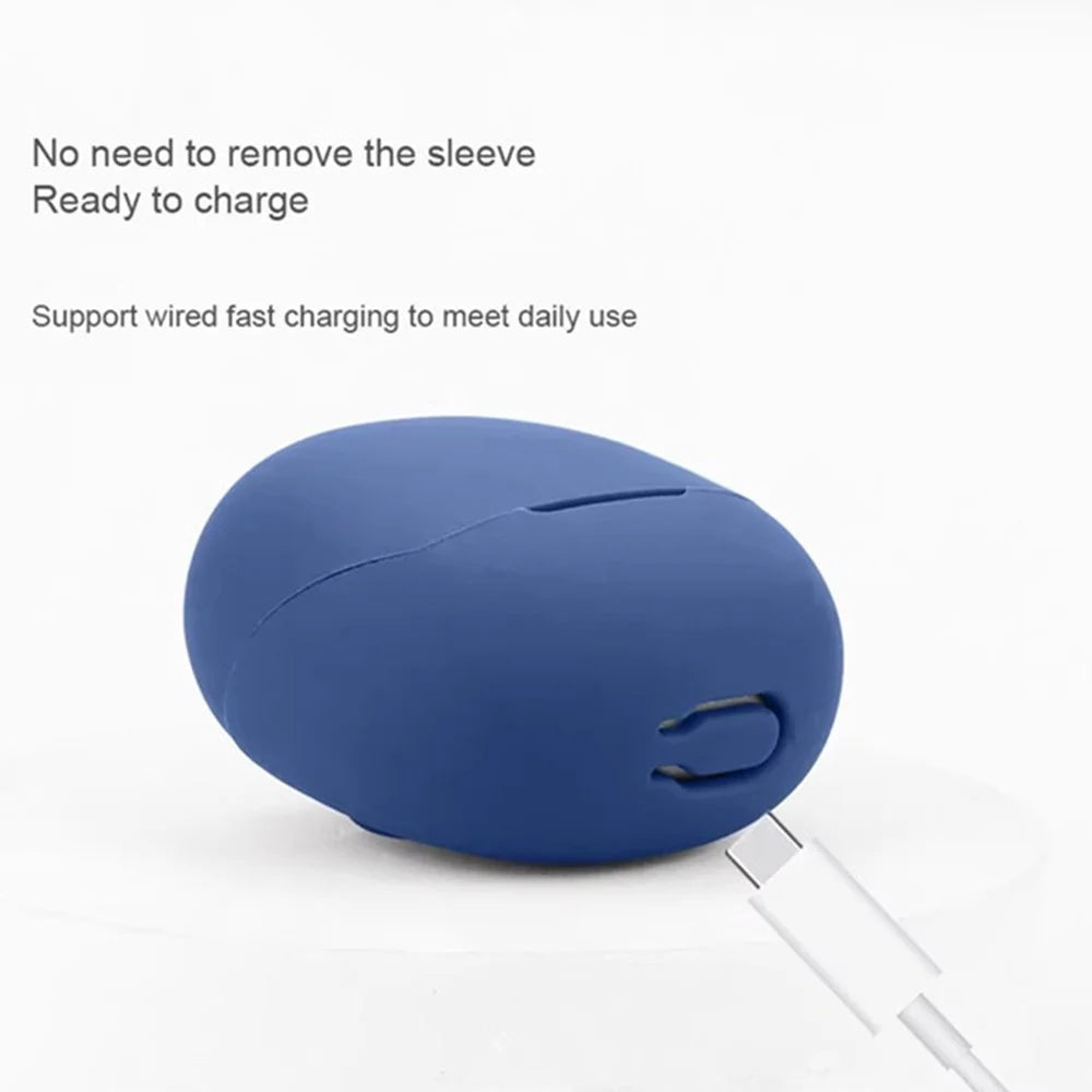 For QCY AilyBuds Pro+ Bluetooth-compatible Earphones Case with Anti Lost Buckle Silicone Protective Cover - Dark Blue - 4