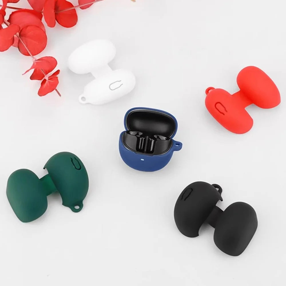 For QCY AilyBuds Pro+ Bluetooth-compatible Earphones Case with Anti Lost Buckle Silicone Protective Cover - Dark Blue - 6