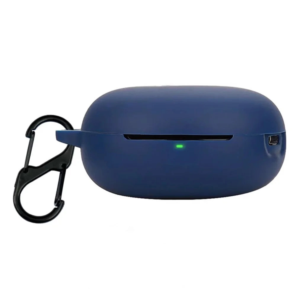 For QCY T13 ANC 2 Bluetooth-compatible Earphones Case with Anti Lost Buckle Silicone Protective Cover - Dark Blue - 1