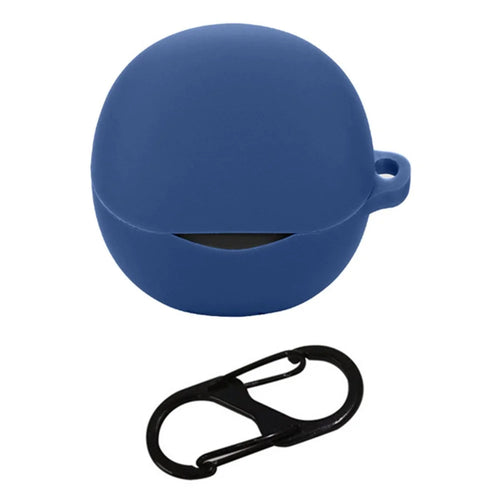 For QCY AilyBuds Clear Bluetooth-compatible Earphones Case with Anti Lost Buckle Silicone Protective Cover - Dark Blue - 1