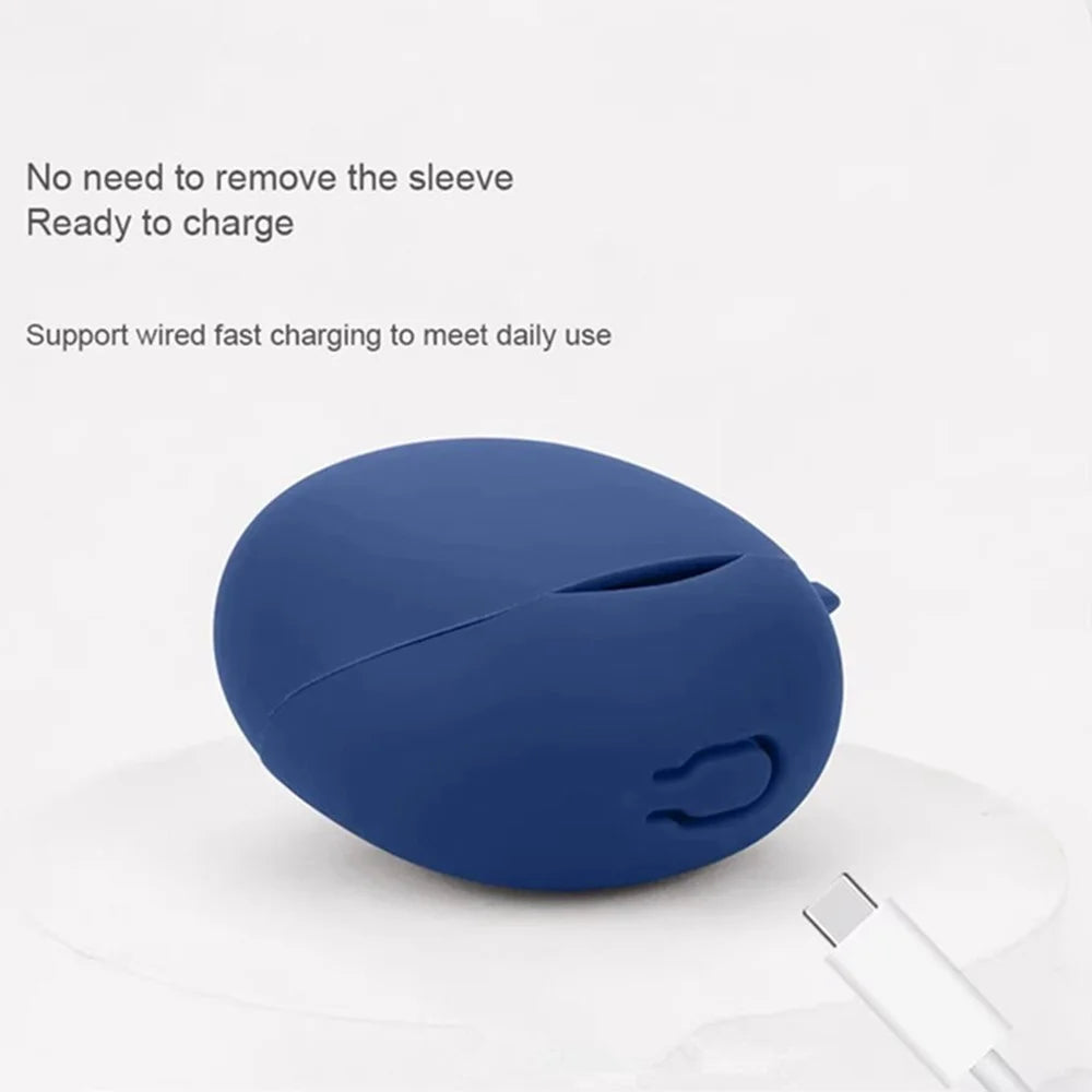 For QCY AilyBuds Clear Bluetooth-compatible Earphones Case with Anti Lost Buckle Silicone Protective Cover - Dark Blue - 3